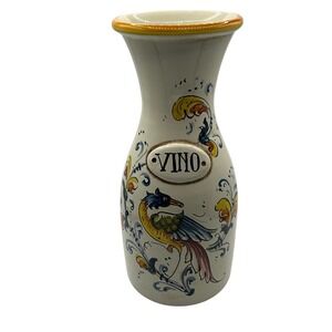 Borgioli Ceramic Vino Carafe‎ Hand Painted Italian Bird Floral Design